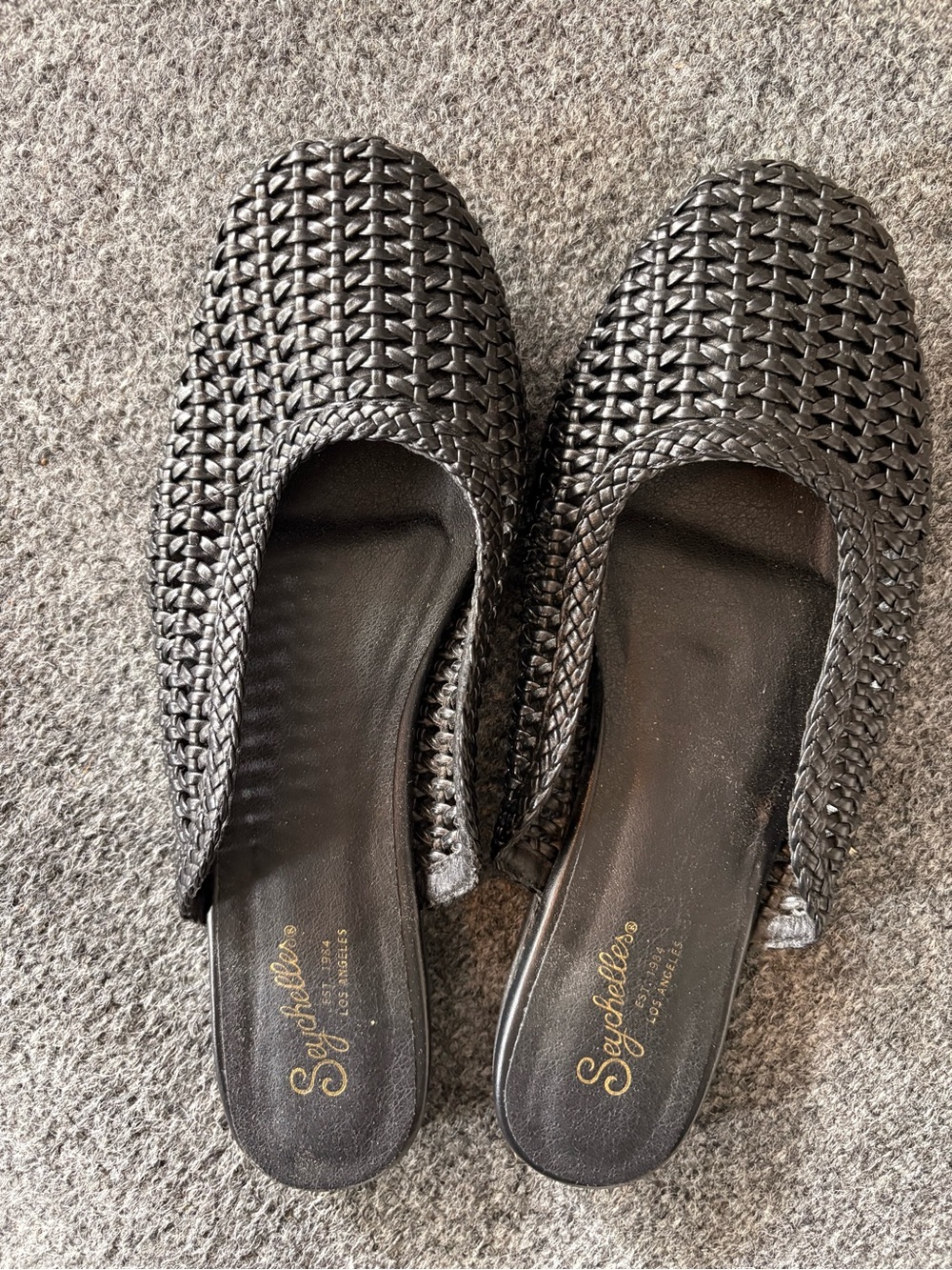Seychelles Black Woven Slip-On Mules